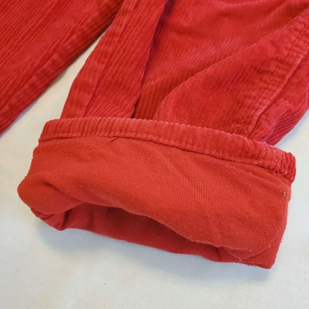 Oshkosh B'Gosh Kids Boys Sz 5T Lined Red Corduroy Bib Overalls Vestbak Thick
